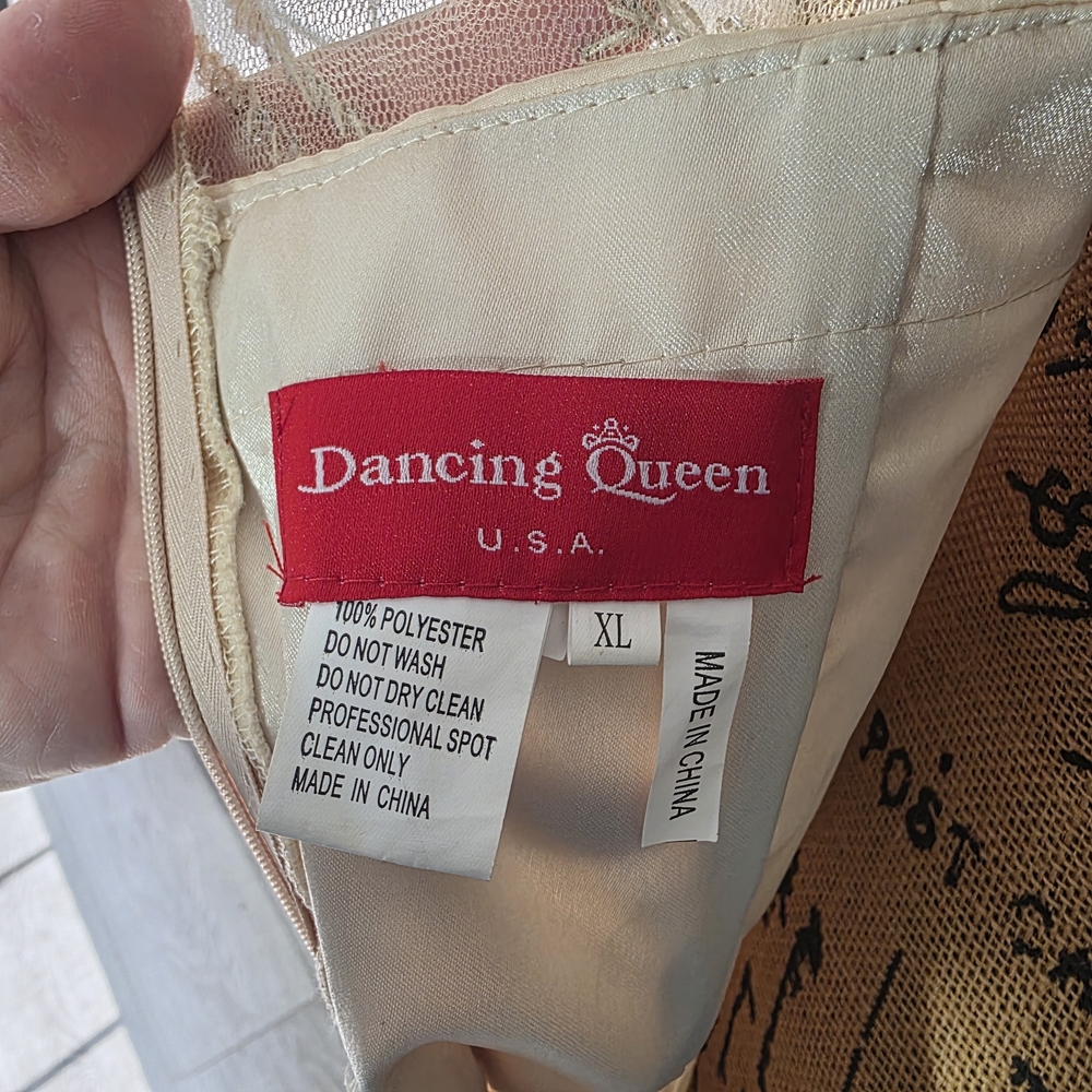 Dancing Queen Cream and Silver Embellished Prom Dress - Picture 4 of 6